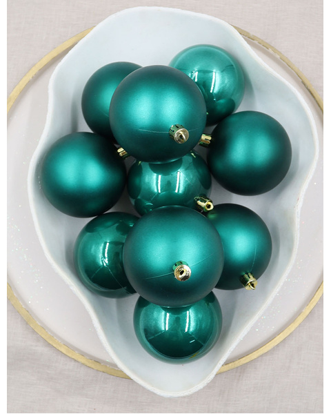 Dark Teal Christmas Baubles 80mm Packs Pearl Matt