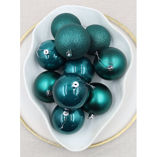 Dark Teal Christmas Baubles 80mm 24 & 48 Packs