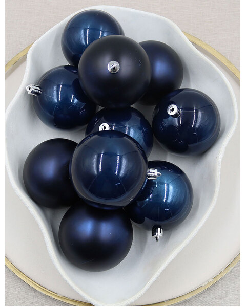 Dark Blue Christmas Baubles 80mm Pearl Matte 24 & 48 Packs