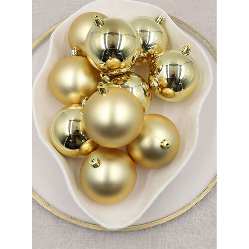 GOLD 80mm Christmas Baubles Gloss Matt 24 Pack