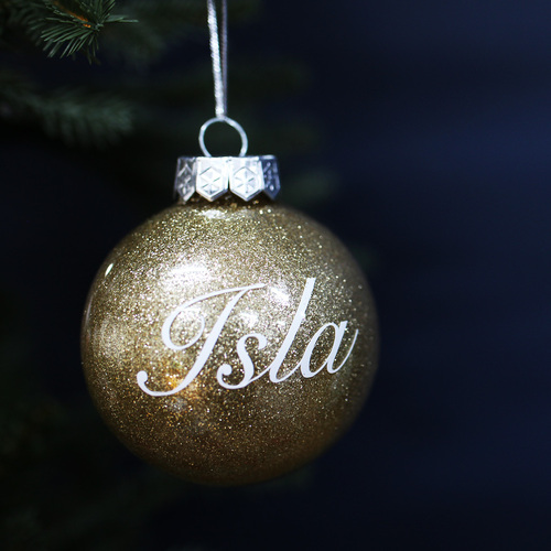 Personalised Gold Christmas Bauble 80mm