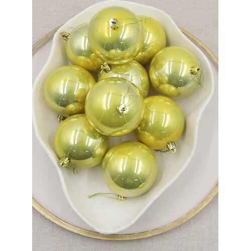 Gold Christmas Baubles 80mm Pearl