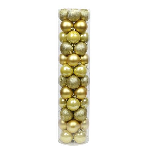 Gold Christmas Baubles 70mm Pearl Matt Glitter 48 Pack