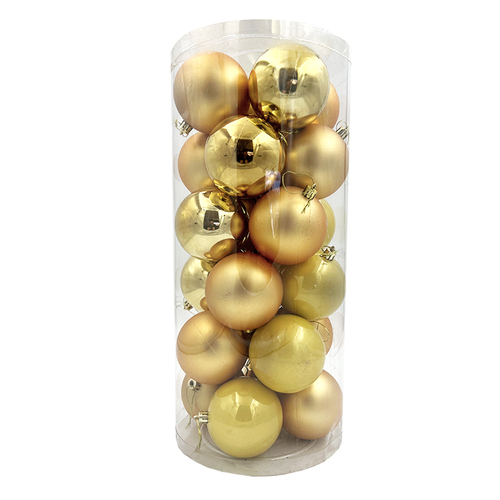 GOLD Christmas Baubles 70mm Gloss Pearl Matt 24 Pack