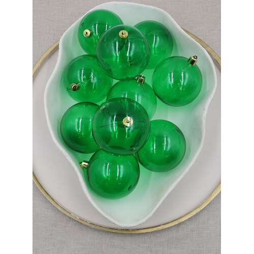 Green Clear Christmas Baubles 80mm 24 & 48 Packs