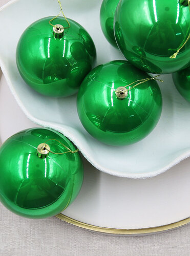 Green Christmas Baubles 24 Pearl 100mm