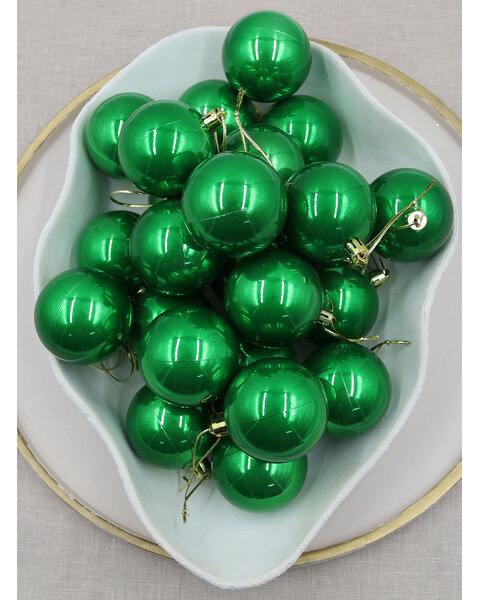 Green Christmas Baubles 70mm Pearl 48 Pack