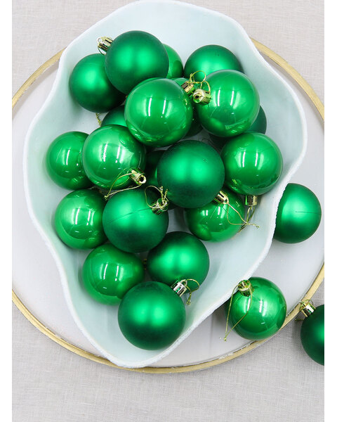 Green Christmas Baubles 60mm Pearl Matt 48 Pack