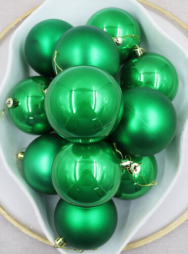 Green Christmas Baubles 80mm Pearl Matt 48 Pack