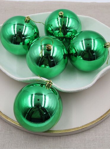 Green Christmas Baubles 24 Gloss 100mm