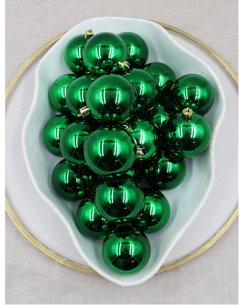 GREEN 60mm Christmas Baubles Gloss Packs