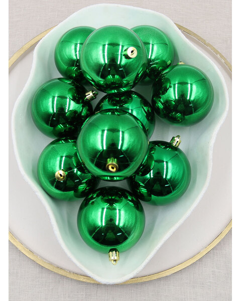 GREEN 70mm Christmas Baubles Gloss Packs