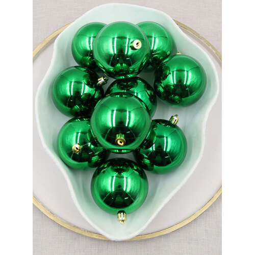 Green Christmas Baubles 80mm Gloss 24 & 48 Packs