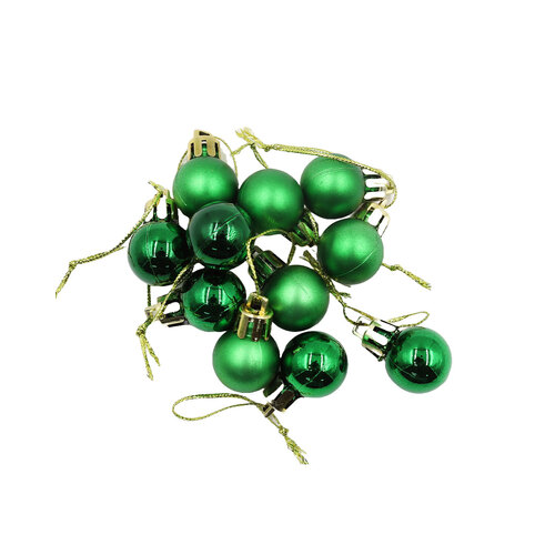 GREEN 20mm Christmas Baubles Gloss Matt 30 Pack