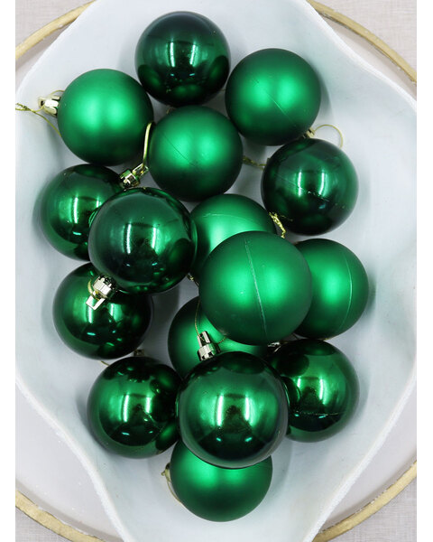 GREEN 60mm Christmas Baubles Gloss Matte 16 Pack