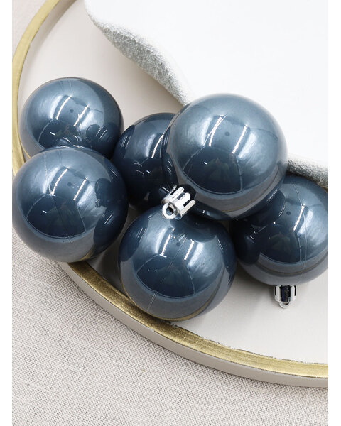 GREY Christmas Baubles 60mm Pearl 6 Pack