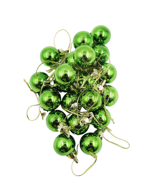 GREEN 25mm Christmas Baubles Gloss 18 pack