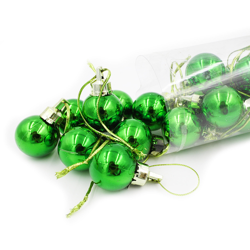 GREEN 25mm Christmas Baubles Gloss 18 pack