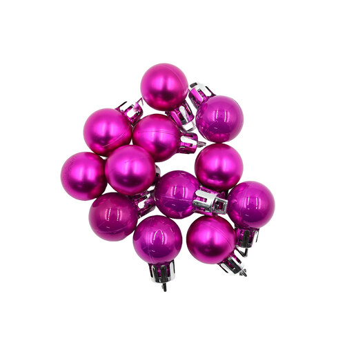 Hot Pink 20mm Christmas Baubles Pearl Matt 30 Pack