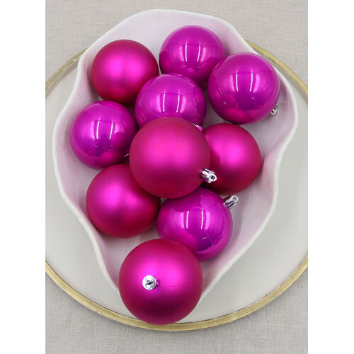 80mm Christmas Baubles Hot Pink Pearl Matt 24 Pack