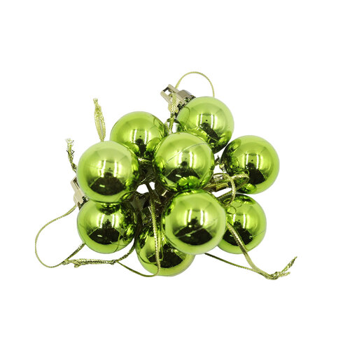 LIME GREEN 25mm Christmas Baubles Gloss 18 pack