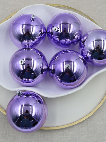 Light Purple Christmas Baubles 100mm 24 Balls Gloss