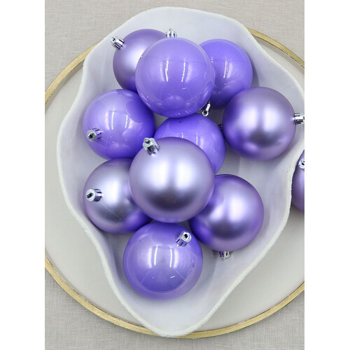 Light Purple Christmas Baubles 80mm 24 Pack Pearl Matt