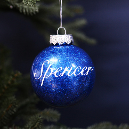Personalised Royal Blue Christmas Bauble 80mm