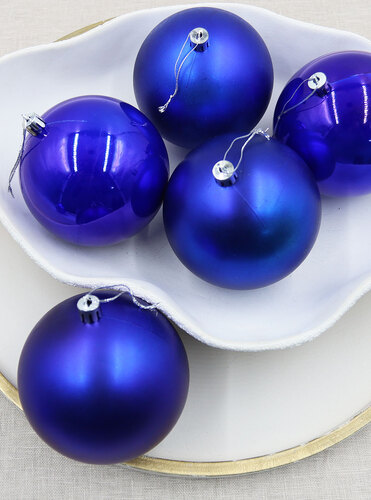 Royal Blue Christmas Baubles Pearl Matt 100mm