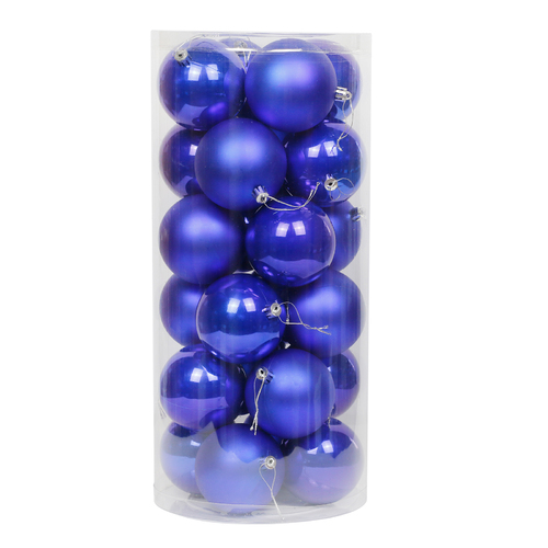 Royal Blue Christmas Baubles 70mm Pearl Matt 48 Pack