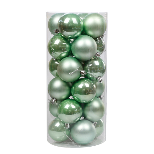 Mint Christmas Baubles 70mm Pearl Matt 24 Pack