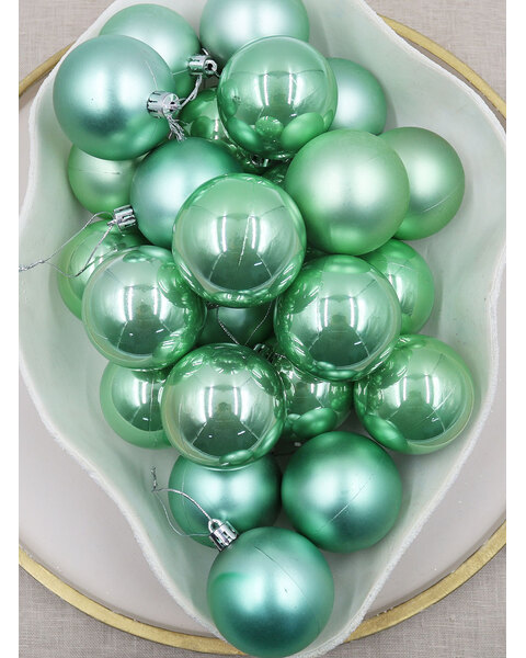 Mint Christmas Baubles 70mm Pearl Matt