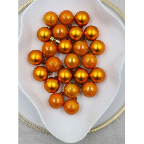 Orange 40mm Christmas Baubles Pearl Matt 24 Pack