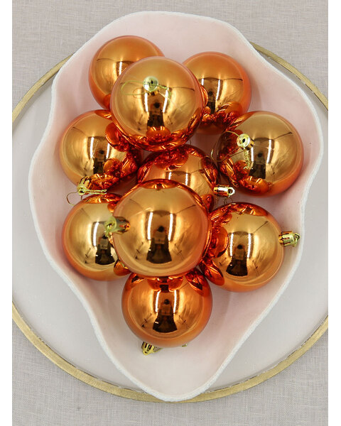 ORANGE 100mm Christmas Baubles 24 Balls Gloss