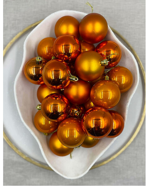 Orange Christmas Baubles 60mm 48 Pack Gloss Pearl Matt