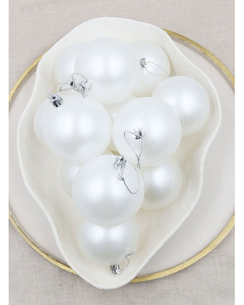 Pearl Christmas Baubles 70mm 6 Pack