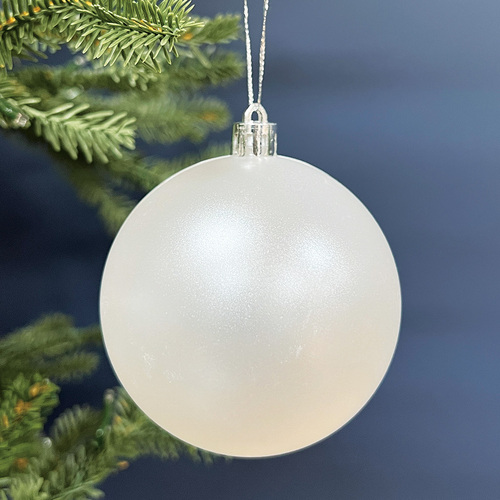 Pearl Christmas Baubles 80mm 6 Pack