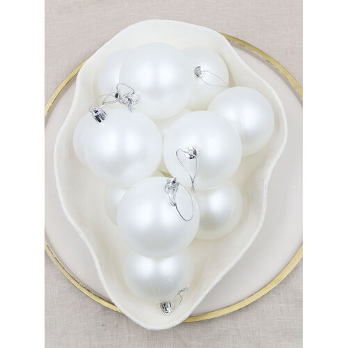 Pearl Christmas Baubles 80mm
