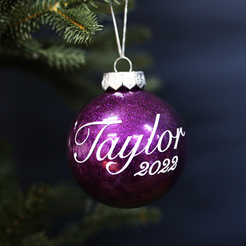 Personalised Purple Christmas Bauble 80mm