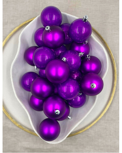 Purple Christmas Baubles 60mm Pearl Matt 24 and 48 Packs