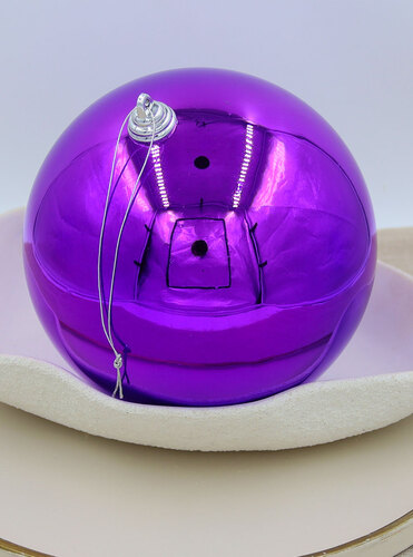 PURPLE Christmas Baubles Gloss 200mm 4 Pack