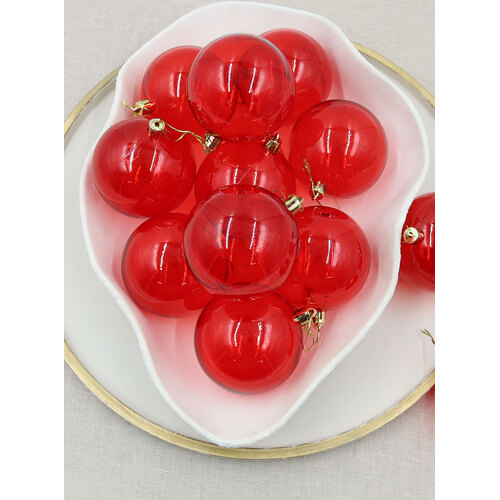 Red Clear Christmas Baubles 80mm 24 and 48 Packs
