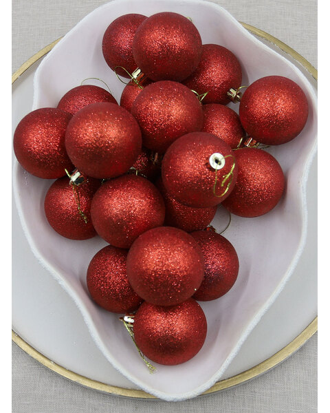 Red Christmas Baubles 70mm Glitter