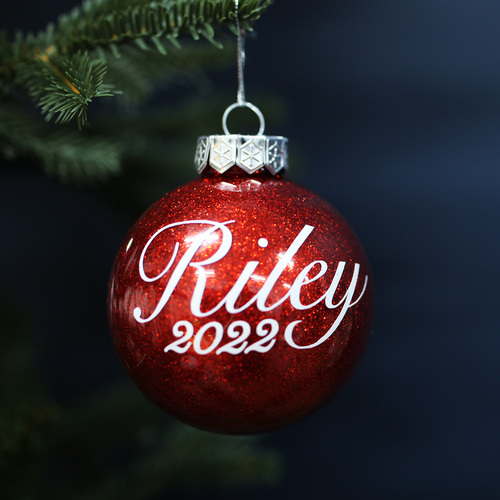 Personalised Red Christmas Bauble 80mm