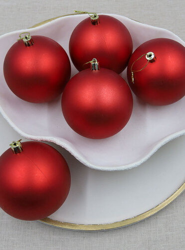 Red Christmas Baubles 24 Matt 100mm