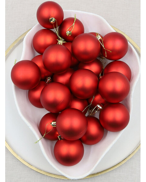Red Christmas Baubles 70mm Matt 24 Pack