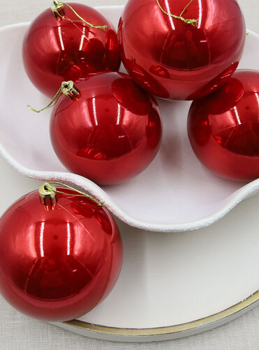 Red Christmas Baubles 24 Pearl 100mm