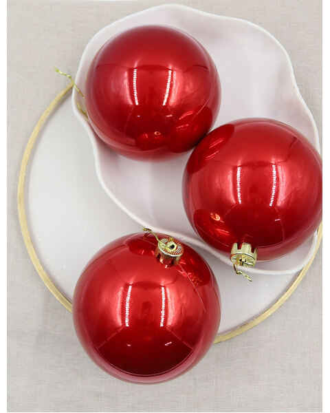 Red Christmas Baubles Pearl 150mm