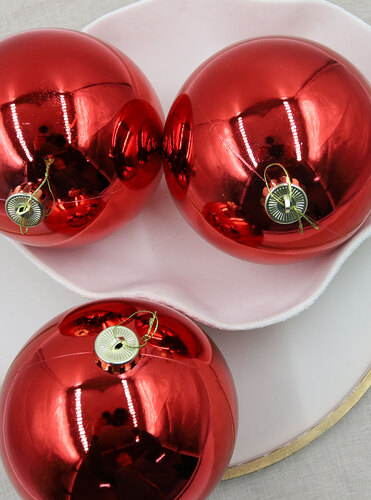 Red Christmas Baubles Pearl 150mm