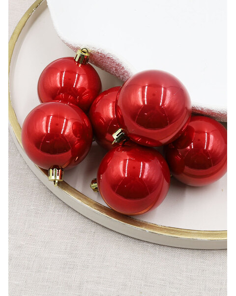 Red Christmas Baubles 60mm Pearl 48 Pack